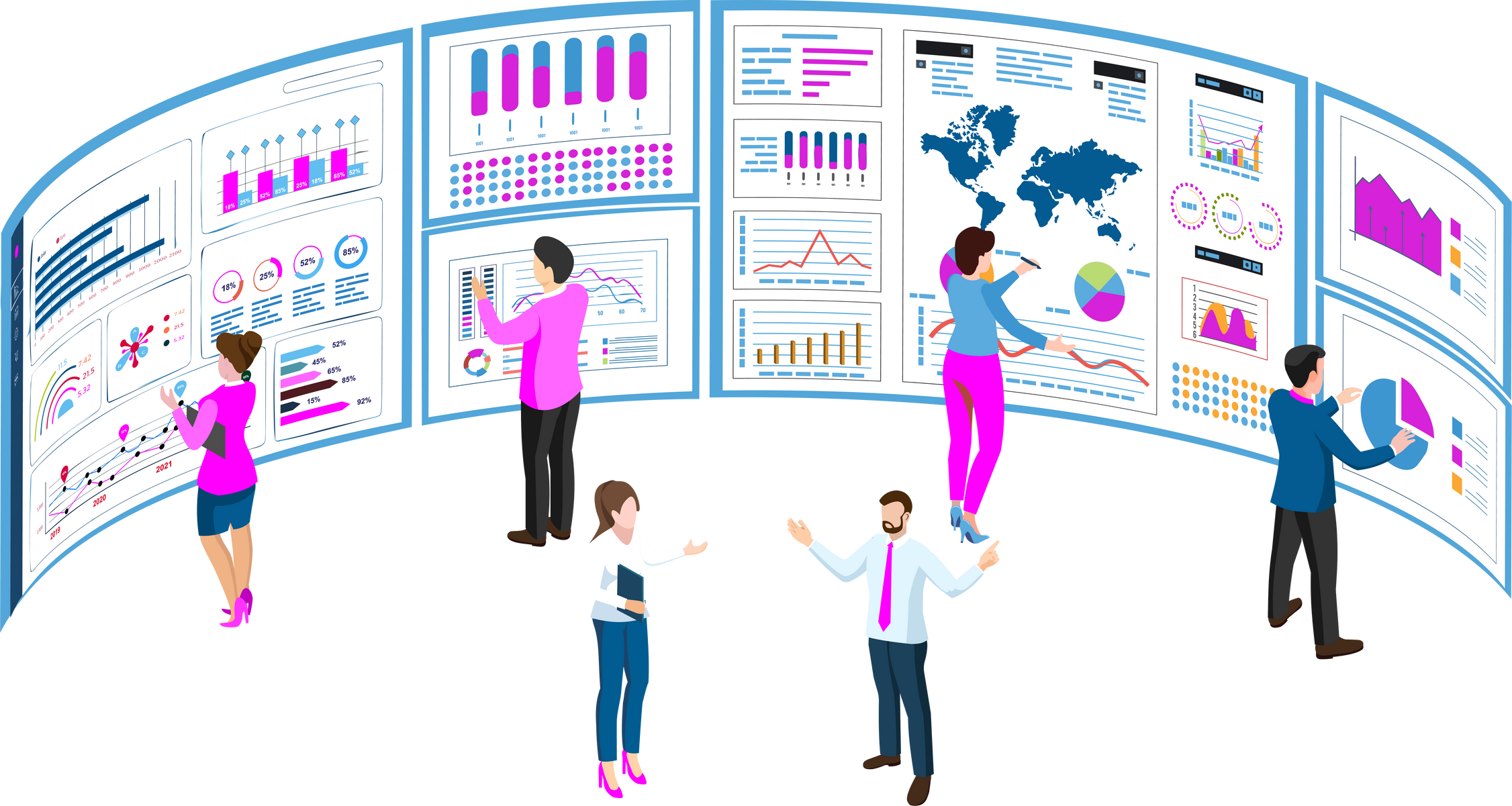 Business Data Analysis with business people team working with Data Visualization